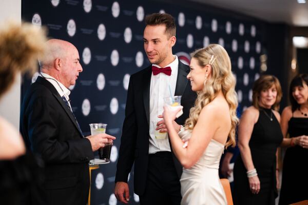 Braves first baseman Matt Olson and his wife Nicole mingle at Diamond Casino Night. (Photo by Kevin D. Liles/Atlanta Braves/Getty Images)