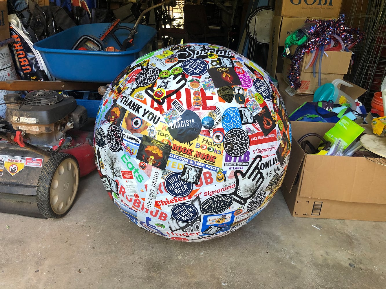 Photos: How to build the world's biggest (maybe) sticker ball