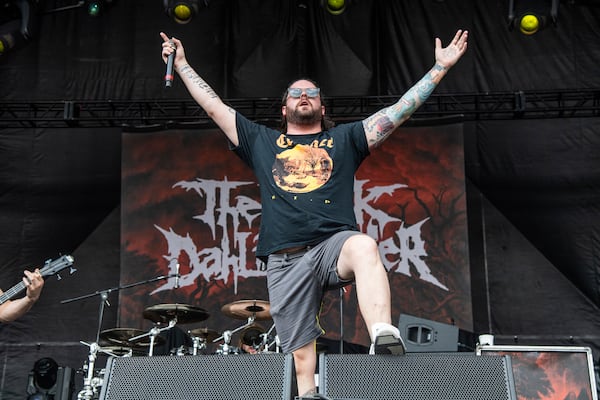 Trevor Strnad of The Black Dahlia Murder performs at the Sonic Temple Art and Music Festival at Mapfre Stadium on Saturday, May 18, 2019, in Columbus, Ohio. (Photo by Amy Harris/Invision/AP)