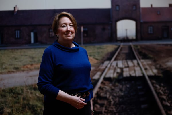 Roberta Lynn Wechsler recently spoke to school students about her father, Murray Lynn, at the William Breman Jewish Heritage Museum in Atlanta “He is my hero,” she told the students. “We promised him that we would share his story so that the past does not become our future.” (Miguel Martinez / AJC)