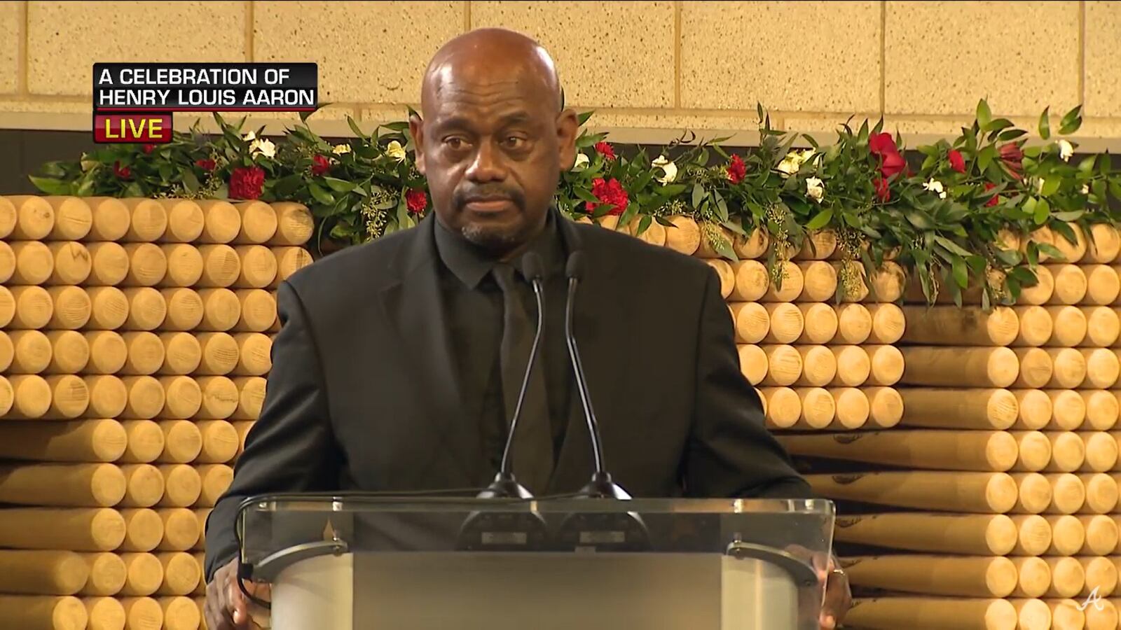 Hank Aaron’s memorial service at Braves stadium Credit: MLB