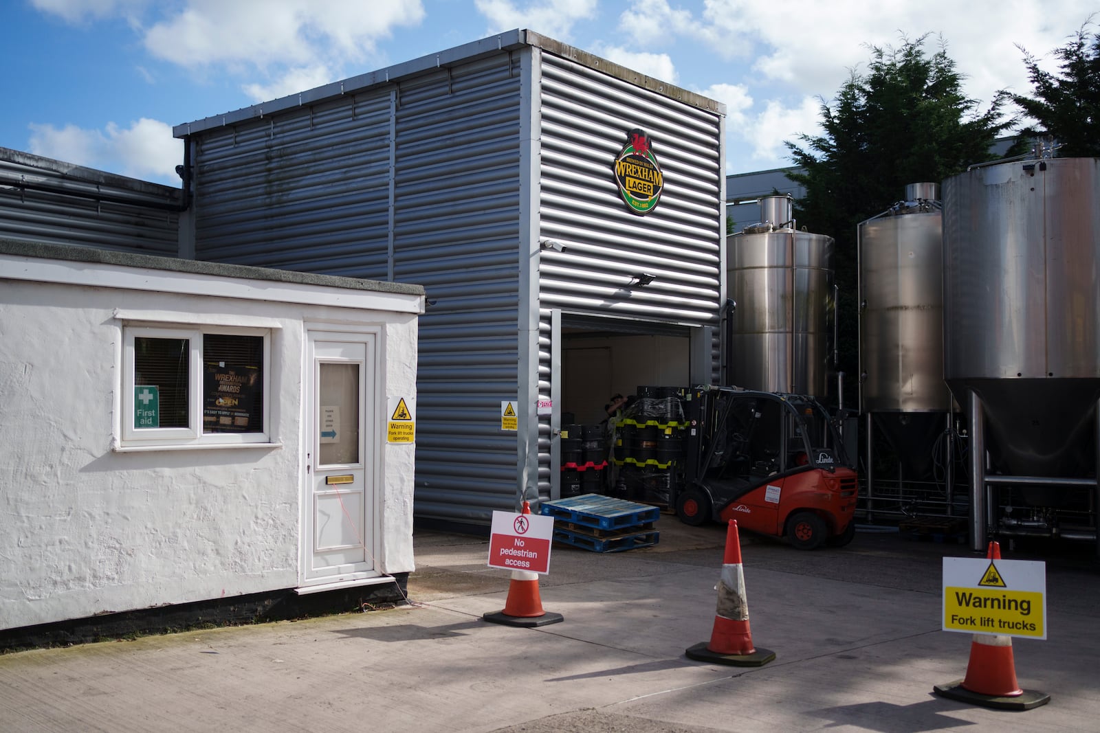 A view of the Wrexham Lager brewery in Wrexham, Wales, Monday, Oct. 7, 2024. (AP Photo/Jon Super)