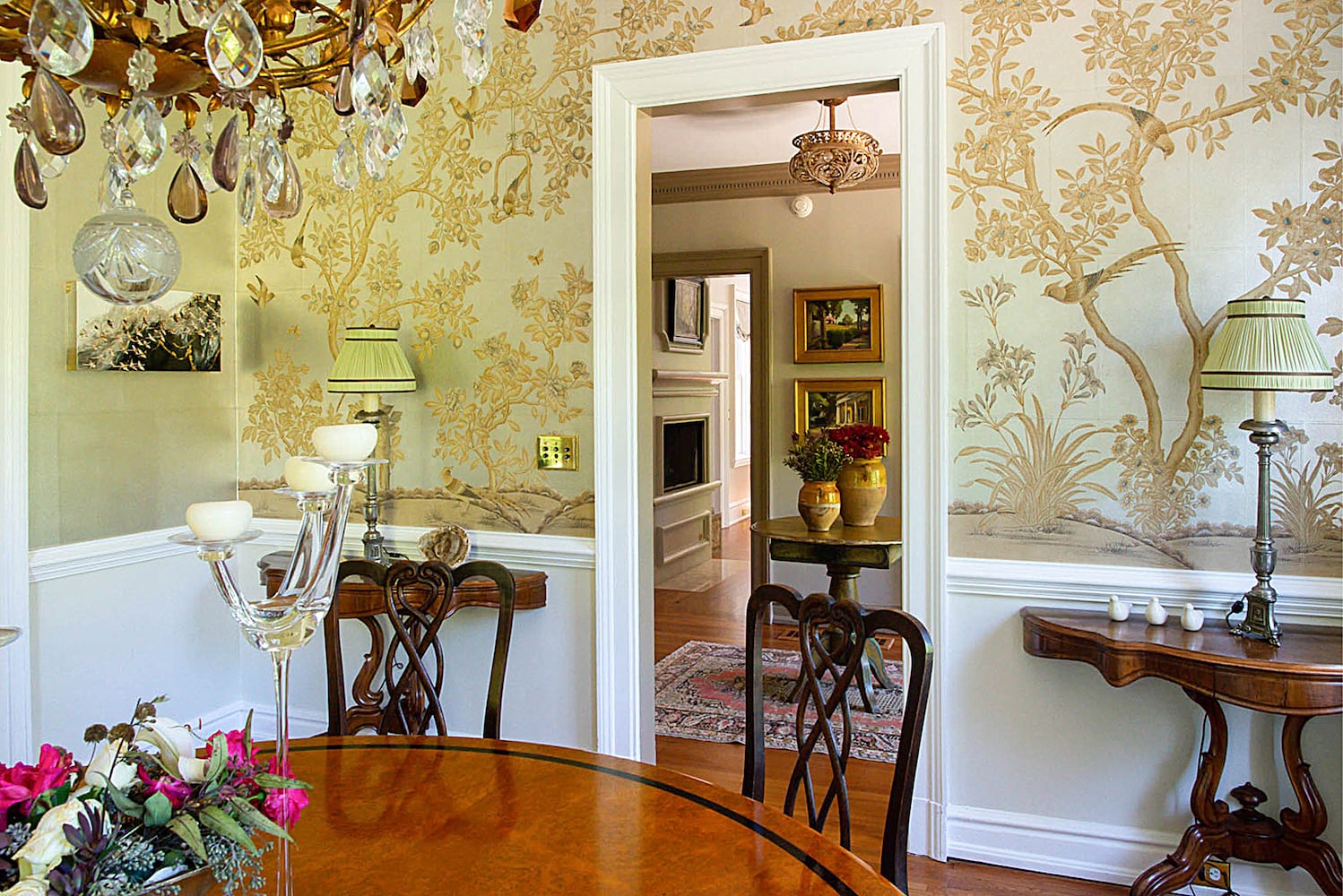 Designer wallcovering gives a serene vibe at Druid Hills home