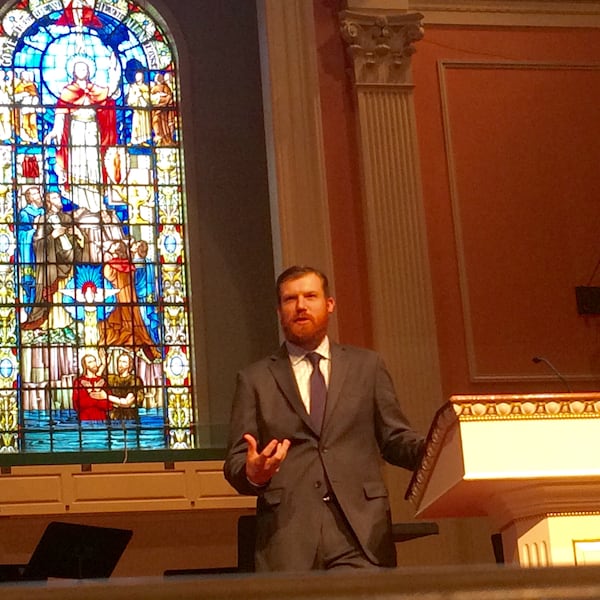 Marietta native and KSU graduate Travis Cook delivered the message at Park Cities Baptist Churchs 10:45 a.m. traditional worship service on Sunday. Photo: Jennifer Brett