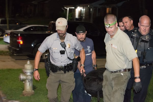 Georgia Department of Natural Resources, National Park Service and Marietta police all helped capture the bear late Wednesday. The bear was tranquilized and and will be relocated to an undisclosed location in north Georgia.