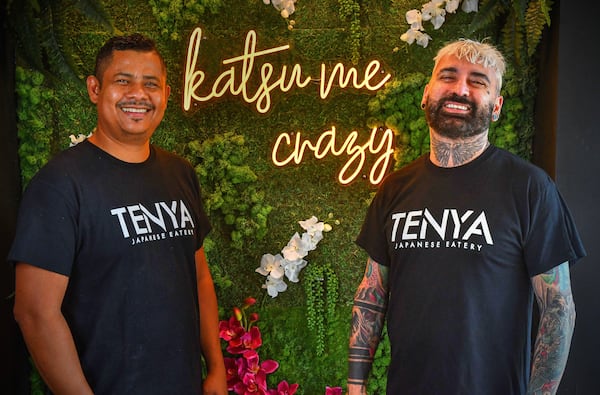 Tenya's co-owners are chef Miguel Naverrez (left) and Cenk (pronounced Jenk) Portillo. (Chris Hunt for The Atlanta Journal-Constitution)