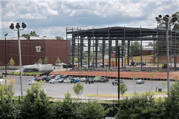 A new soundstage building is seen under construction on the grounds of the Tyler Perry Studios on Thursday, July 11, 2019, in Atlanta. CURTIS COMPTON / CCOMPTON@AJC.COM