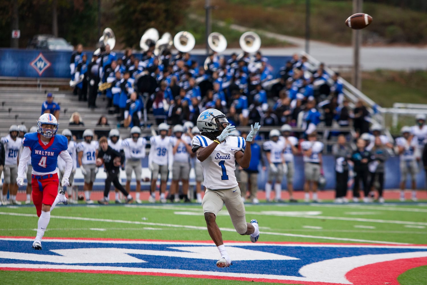 Chris Nelson of South Forsyth catches the ball. CHRISTINA MATACOTTA FOR THE ATLANTA JOURNAL-CONSTITUTION.