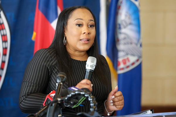 Fulton County District Attorney Fani Willis speaks during a Court Watch event at Atlanta City Hall, Tuesday, May 2, 2023, in Atlanta. (Jason Getz / Jason.Getz@ajc.com)