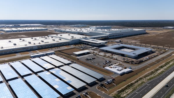 This is an aerial photo of Hyundai's electric vehicle factory in Bryan County near Savannah on Feb. 26, 2025.