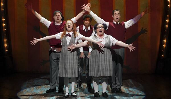 The Alliance Theatre cast of the musical “Ride the Cyclone” includes Chaz Duffy (from left), Tiffany Tatreau, Scott Redmond, Lillian Castillo and Kholby Wardell. CONTRIBUTED BY CHRIS HELTON