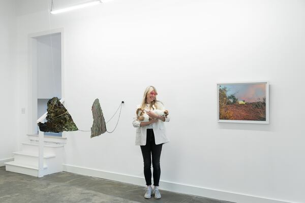 Camayuhs_Alexis Childress, The Teknohlogia of Blackness, Oct. 2020/Photo caption: Gallerist and artist Jamie Steele's Peachtree Hills home is also the site of her gallery Camayuhs, here featuring work by Vanessa Thill (sculpture on the left) and MaDora Frey (photograph on the right).
Photo credit: Jamie Steele