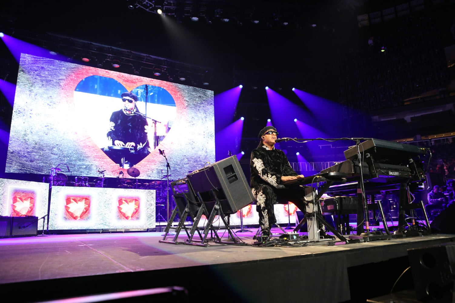 Stevie Wonder entertained a sold-out State Farm Arena crowd on Saturday, October 19, 2024. He was escorted on stage by his daughter Aisha Morris and son Kailand Morris on his "Sing Your Song! As We Fix Our Nation's Broken Heart" tour.
Robb Cohen for the Atlanta Journal-Constitution