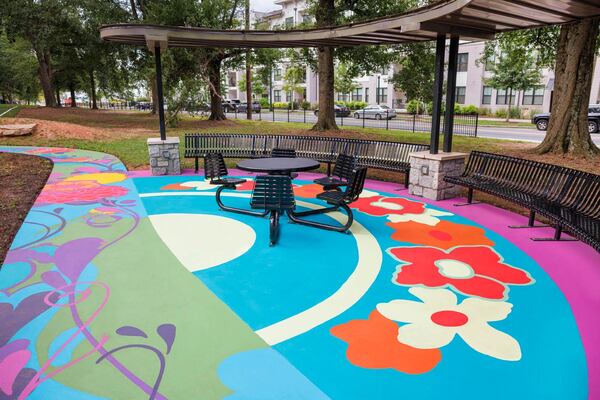 Sara J. González’s granddaughter Paulina de la Valette, a SCAD graphic design alumna, assisted artist José Ray in the conceptualization of this intricate mural design that interweaves her grandmother’s mementos and personal effects with imagery that celebrates her proud Latino heritage. (Courtesy of SCAD)