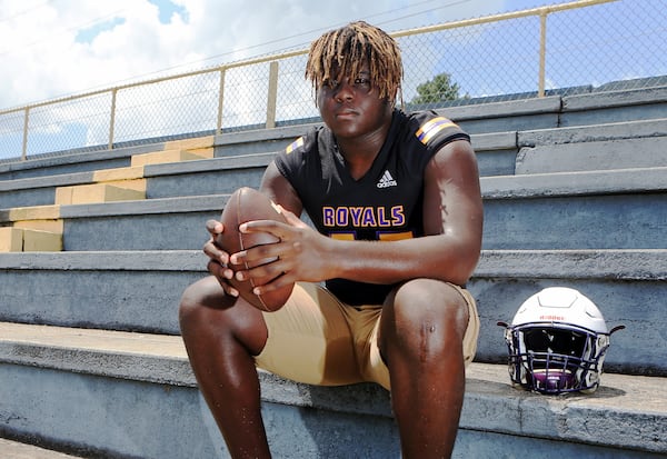 Amarius Mims, a senior offensive lineman at Bleckley County High School, was among the preseason AJC Super 11 selections.  (Christina Matacotta/For the AJC)