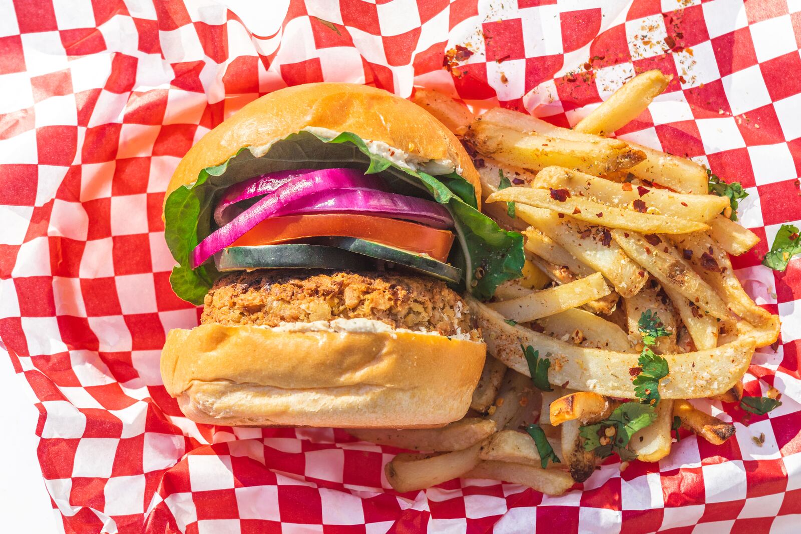 The G Burger from Plantbaed Cafe. It's made from garbanzo beans.