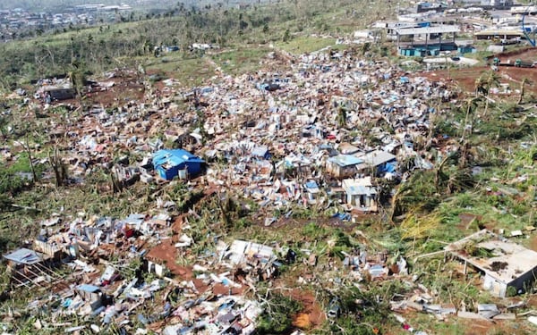 This undated photo provided Tuesday Dec. 17, 2024 by the French Interior Ministry shows devastated houses in the French territory of Mayotte in the Indian Ocean, after the island was battered by its worst cyclone in nearly a century, (Ministere de l'Interieur/Gendarmerie Nationale via AP)