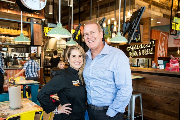  Executive Chef Maira Isabel Morales and Schlotzsky's President Kelly Roddy at Schlotzsky’s Austin Eatery debuts in Duluth. Photo credit- Mia Yakel.