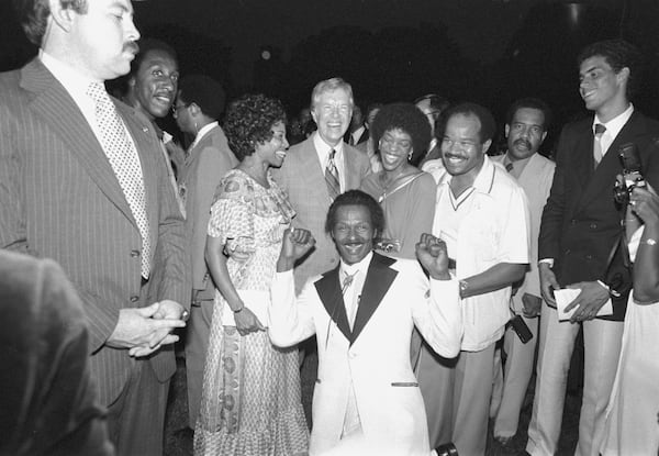 President Jimmy Carter enjoys a night at the Black Music Association Concert with Chuck Berry on June 7, 1979. (Jimmy Carter Library)