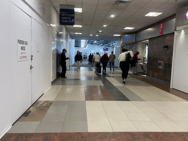 The new Concourse D at Hartsfield-Jackson will accommodate much larger planes and grow nearly 40 feet in width, as well as add higher ceilings, larger gate areas and bigger restrooms. (Kelly Yamanouchi/AJC)