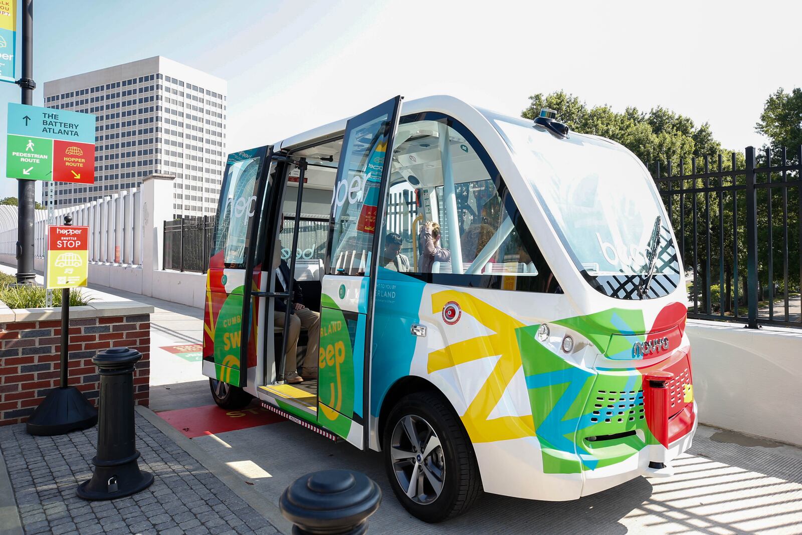 A new autonomous shuttle, the Cumberland Hopper, started rolling earlier this summer. (Katelyn Myrick/katelyn.myrick@ajc.com)