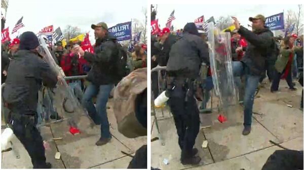 Kevin Douglas Creek, a roofing contractor from Alpharetta, was arrested June 9, 2021, and charged with participating in the Jan. 6 insurrection at the U.S. Capitol. Police body camera footage appears to show Creek attacking police defending the Capitol. (Photo: United States Department of Justice)