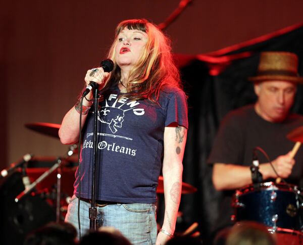 Exene Cervenka with the band X.