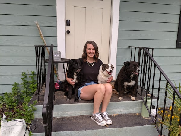 Jolie Gallagher and her family's three dogs, (from left to right) Cricket, Ruby and Cooper. Courtesy of Jolie Gallagher