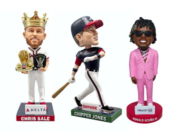 A few of the bobbleheads the Braves plan to dish out this year.