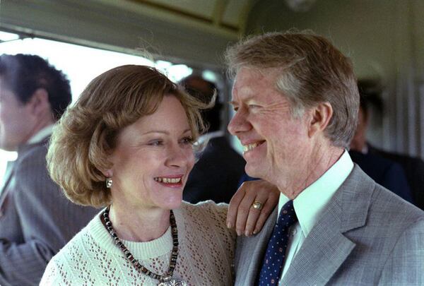 President Jimmy Carter and First Lady Rosalynn Carter on a train trip from Cairo to Alexandria on March 9, 1979. (White House Special Photographer / Jimmy Carter Library)