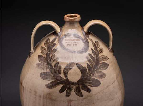 This decorated stoneware water cooler (detail), ca. 1840, attributed
to Thomas Chandler will be on display at the High Museum.
Photo by Michael McKelvey, courtesy of the High Museum of Art