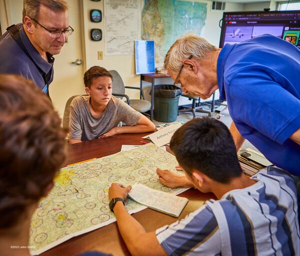 Students learn aviation at the EAA 690 Summer Aviation Camp at Briscoe Field. Courtesy of John Slemp