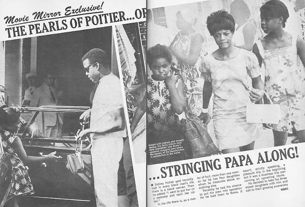 An article in the defunct Hollywood magazine Movie Mirror shows photos of a Poitier family trip to Rome, Italy. Constance Walker, goddaughter of Sidney Poitier, is seen walking between Gina and Sherri Poitier.