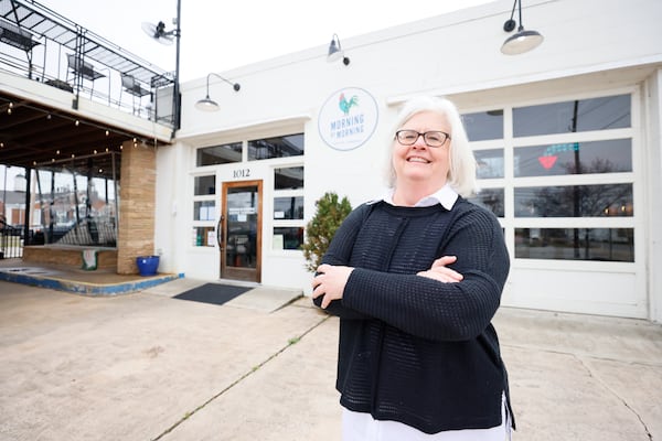 Beth Cleveland, owner of Morning by Morning coffee shop in downtown Perry, Georgia, poses for a photograph on Thursday, February 13, 2024. The coffee shop opened at the beginning of the pandemic, and since then, there has been a noticeable change in commercial development in the downtown area.
(Miguel Martinez/ AJC)