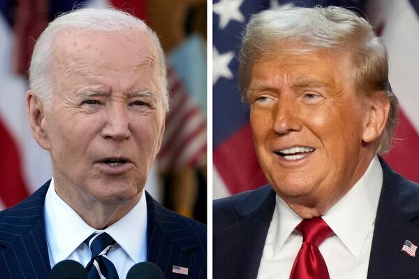 This combo image shows President Joe Biden, left, and President-elect Donald Trump, right. (AP Photo/Susan Walsh, left; Alex Brandon, right)