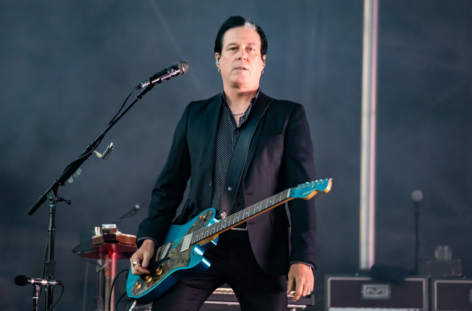 Atlanta, Ga: Queens of the Stone Age put on the tightest set of the day wowing fans and making believers out of everyone at the Piemont Stage. Photo taken Saturday May 4, 2024 at Central Park, Old 4th Ward. (RYAN FLEISHER FOR THE ATLANTA JOURNAL-CONSTITUTION)