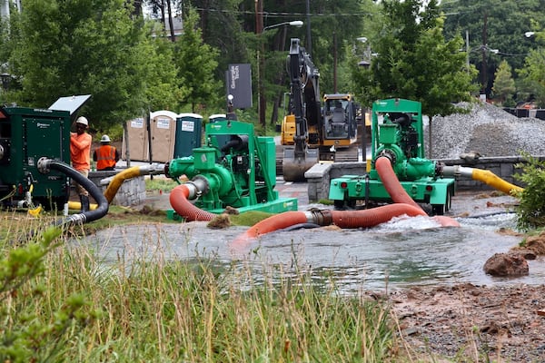 The gushing water flooded the first level of one parking garage on Georgia Tech's campus, though no buildings appeared to be damaged.