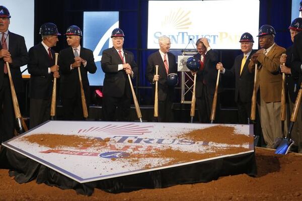 The Braves break ground in Cobb. Mayor Reed is not pictured. (Bob Andres/AJC photo)