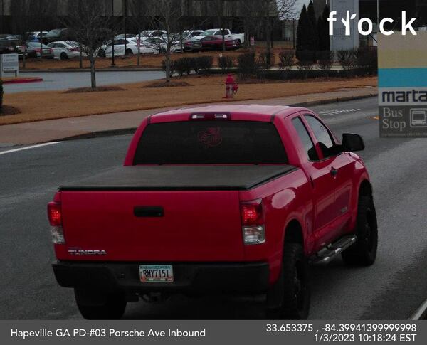 Atlanta police released a photo of the red 2011 Toyota Tundra involved in a hit-and-run crash on Cleveland Avenue.