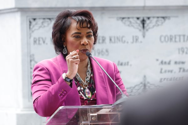 Bernice King (pictured at an April event) defended the image and legacy of her mother, Coretta Scott King, after actor Jonathan Majors invoked her name in an interview this week. (Photo: Natrice Miller / natrice.miller@ajc.com)