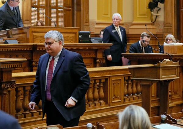 2/1/18 - Atlanta - Senator David Shafer, R - Duluth, leaves the well in the Senate after speaking about his own adoption experience.  BOB ANDRES  /BANDRES@AJC.COM