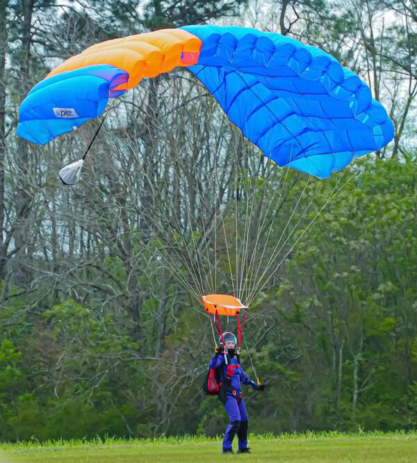 Mandy Lauderdale lands successfully after enjoying a thrilling but peaceful jump. 
Courtesy of Mandy Lauderdale.