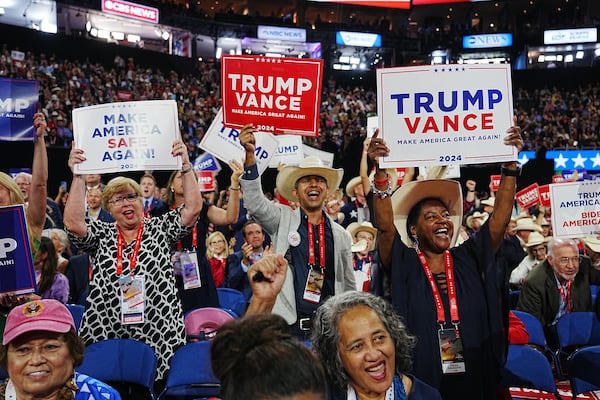 
                        Former President Donald Trump arrives on the second night of the Republican National Convention at the Fiserv Forum in Milwaukee, Wis., on Tuesday, July 16, 2024. On Tuesday, Republicans effectively took a victory lap in the middle of the presidential race, expressing a sense of invincibility at their convention. (Hiroko Masuike/The New York Times)
                      