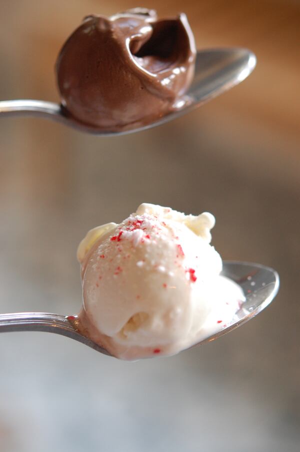 White Chocolate Peppermint and Chocolate Grand Marnier Gelato at Novo Cucina. Photo by Meridith Ford.