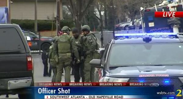 An Atlanta police officer was shot multiple times Monday afternoon in southwest Atlanta.