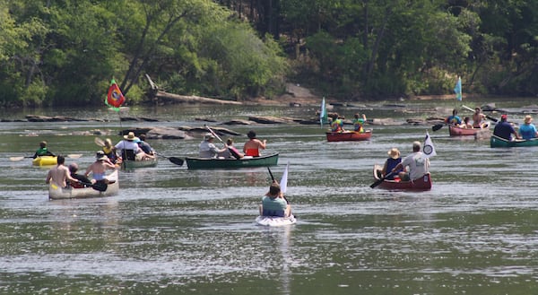 Paddlers are shown on the Flint River near Albany, Ga. (Photo Courtesy of Explore Georgia)