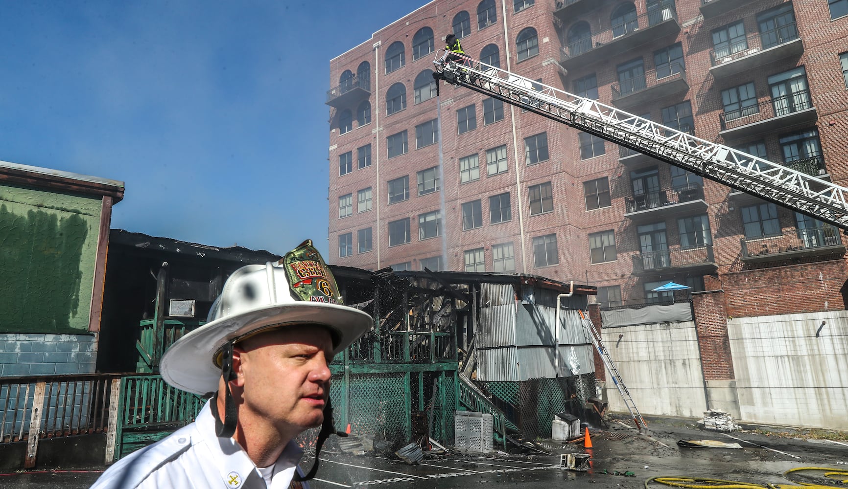 A raging fire at the Buckhead Saloon on Monday morning shut down a portion of Roswell Road for several hours.
