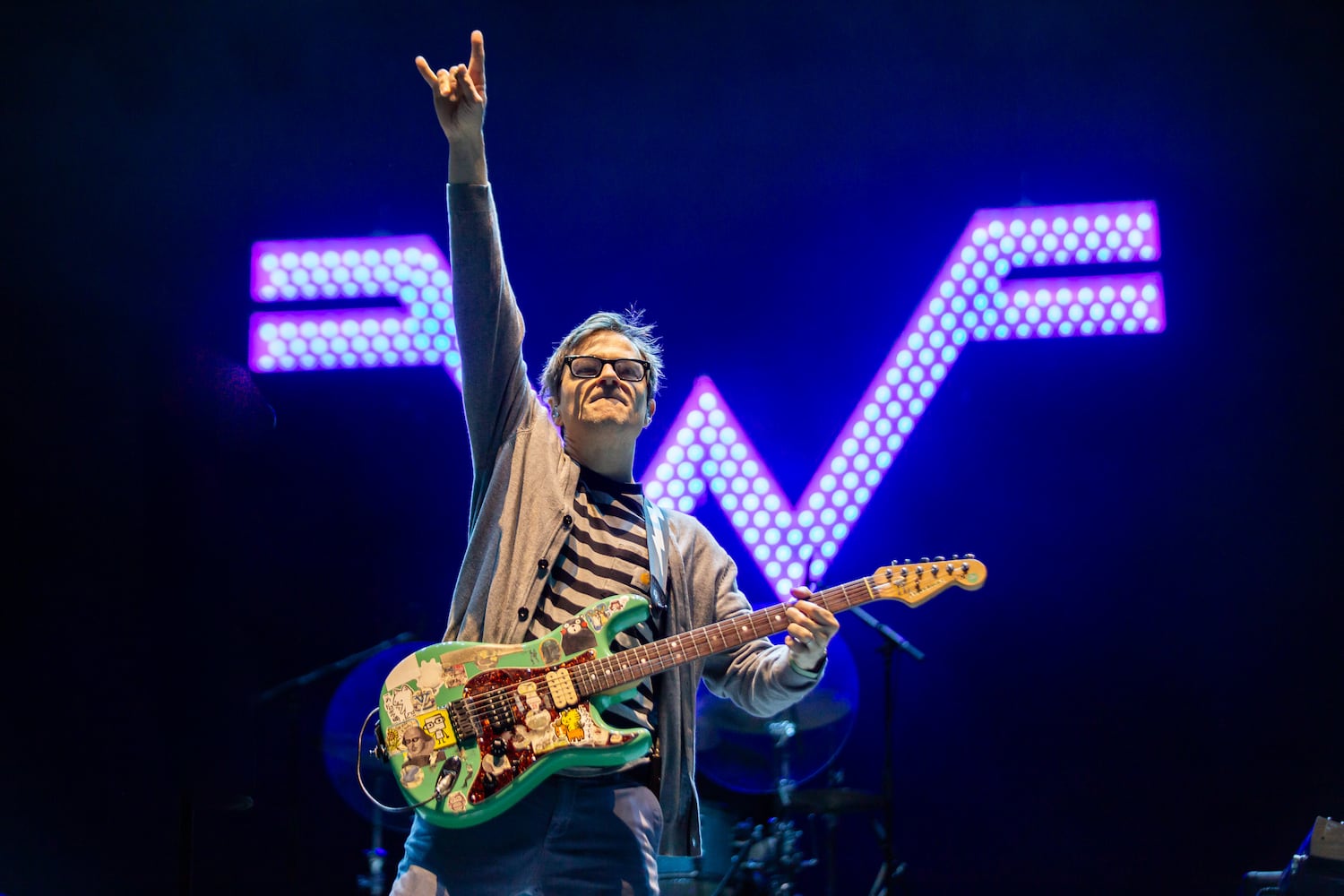 Atlanta, Ga: Weezer closed out night 2 at the Peachtree stage with their brand of quirky, alt-rock. Photo taken Saturday May 4, 2024 at Central Park, Old 4th Ward. (RYAN FLEISHER FOR THE ATLANTA JOURNAL-CONSTITUTION)