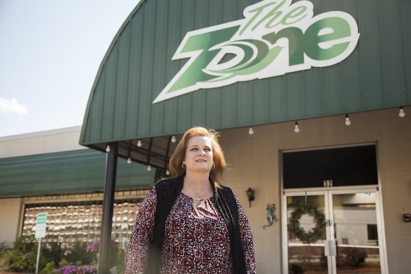 Missy Owen, executive director of the Davis Direction Foundation, outside The Zone in Marietta. The Zone, which is operated by the foundation, supports people in recovery. Owen’s son Davis died of an overdose in 2014. (Reann Huber)