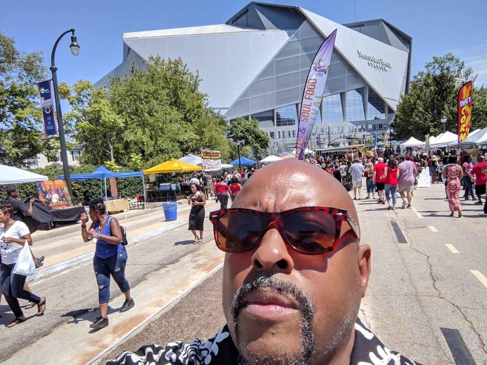 The Rev. Herman “Skip” Mason’s church is in the shadow of Mercedes-Benz Stadium. Photo courtesy of Rev. Mason